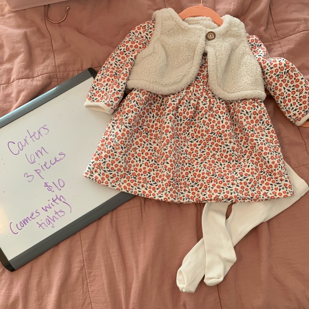 Carters dress with vest and tights, 6 months